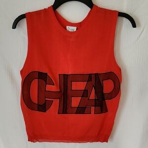 Vintage 90s Moschino Graphic Red Sleeveless Top, SZ MEDIUM